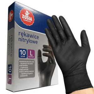 Czarne Rękawiczki Nitrylowe Rękawice 10szt L