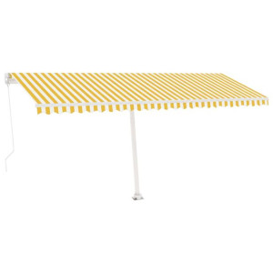 Ręcznie zwijana markiza z LED, 500 x 300 cm, żółto-biała