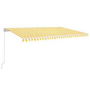 Ręcznie zwijana markiza z LED, 500 x 300 cm, żółto-biała