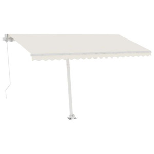 Ręcznie zwijana markiza z LED, 400 x 300 cm, kremowa