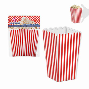 Pudełko Na Popcorn Biało Czerwone 3szt