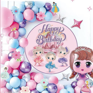 Ścianka Balonowa Happy Birthday Księżniczka 59szt