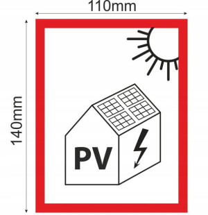 PV wymogi naklejki elektryczne FOTOWOLTAIKA 14x11
