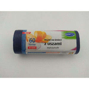 Worki na śmieci z uszami wytrzymałe 60L 20szt. granatowe (HD-LD)  STELLA