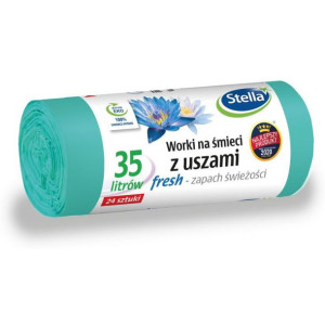 Worki na śmieci z uszami wytrzymałe 35L 24szt. zielone (LDPE) zapach STELLA