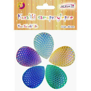 Kryształki samoprzylepne łezki opalizujące mix kolorów 40 mm, (5 szt.)