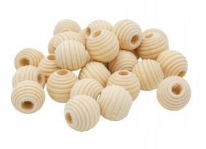 Koraliki Drewniane Żebrowane Naturalne 14mm