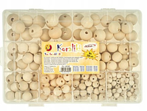 Zestaw Koralików Drewnianych 288szt Mix Rozmiarów