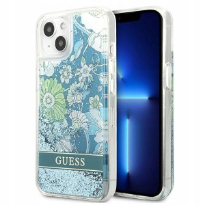 Etui Guess iPhone 13 mini zielony Flower Liquid