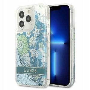 Guess Etui do iPhone 13 Pro / 13 zielony Flower