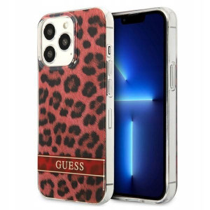 Guess Etui iPhone 13 Pro / 13 czerwony Leopard