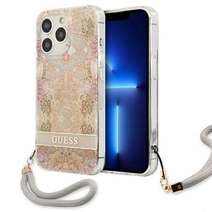 Guess Etui iPhone 13 Pro / 13 złoty Flower Strap