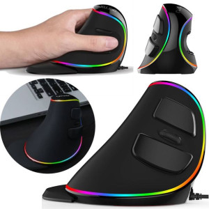 Ergonomiczna Mysz Pionowa Wertykalna Usb Led Rgb