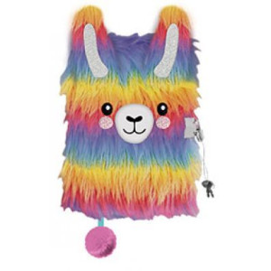 Pamiętnik z kłódką 3D włochacz A5 96k Rainbow Alpaca