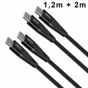 Super Jakość Zestaw 2 Kabli Usb Typ C 60w 5a 2m
