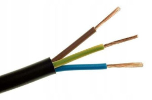 Przewód Kabel Czarny Guma Ow 3x1,5 300/500v