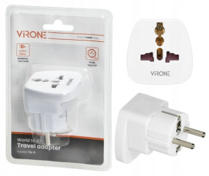 Adapter Podróżny World To Eu 230v/13a Biały Virone