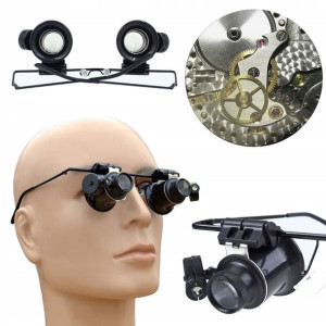 Lupa Jubilerska Zegarmistrzowska Okulary 20x Led