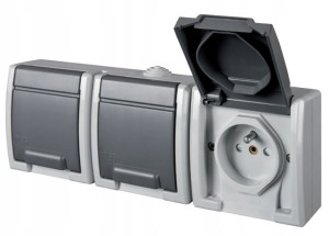 Aquant Gniazdo Natynk 3x2p+z Szary Elektroplast