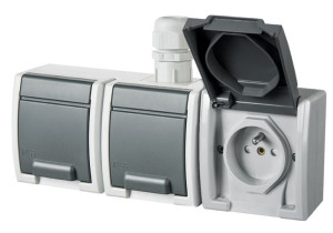 Aquant Gniazdo Natynk 3x2p+z Szary Elektroplast