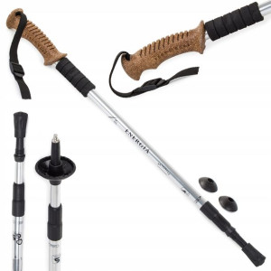 Kij - Nordic Walking - Korkowy - 1 Sztuka - Srebrny