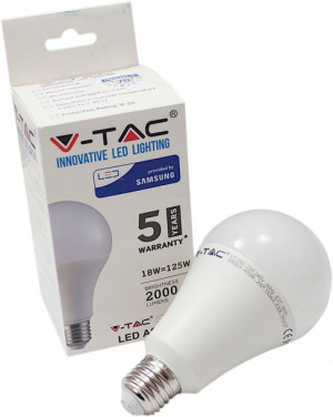 Źródło Led E27 V-tac 18w 230v 2000lm Zimna 6400k