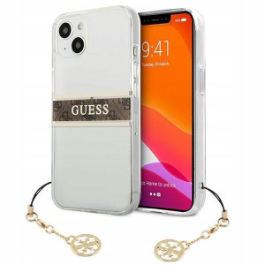 Guess 4G Stripe Brown Charm - Etui iPhone 13 mini