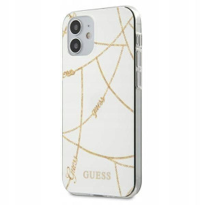 Guess Hard Case Gold Chain Iphone 12 Mini Biały