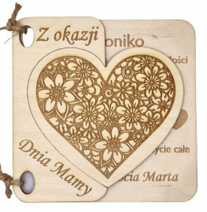 Drewniana Kartka GRAWER z okazji Dnia Mamy + MAGNES