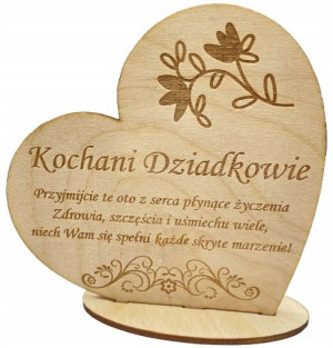 DUŻE serce z drewna na PREZENT dla Babci i Dziadka