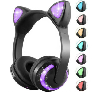 Słuchawki Dla Dzieci Bluetooth 5.0 Led Kocie Uszy