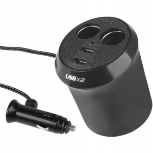 Rozgałęziacz Zapalniczki Kubek 12/24v + 2x Usb 1a
