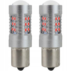 Żarówki P21w Led Smd 3030 Czerwone Soczewka Canbus