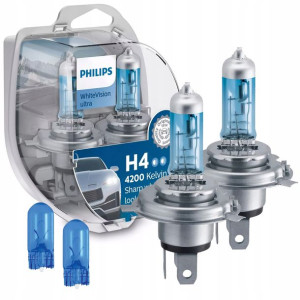 Philips Żarówki H4 White Vision Ultra 4200k + W5w