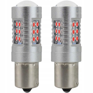 Żarówki Led P21w 12v Czerwone Canbus Diody Smd Kpl