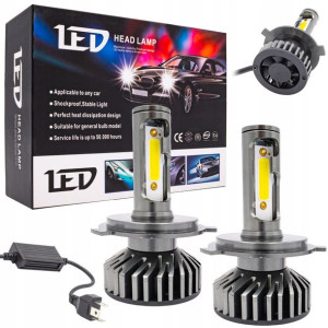 Led H4 Białe Żarówki Mijania Drogowe Komplet 6000k