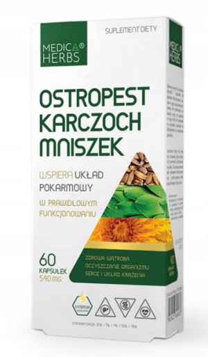 Medica Herbs Ostropest Karczoch Mniszek 60 Kaps