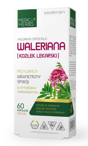 Medica Herbs Waleriana Kozłek Lekarski 300mg 60 Ka