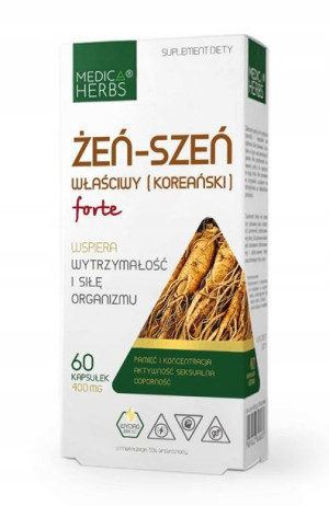 Medica Herbs Żeń-szeń Właściwy Forte 400mg 60 Caps