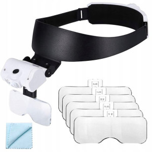 Lupa Nagłowna Czołowa Okulary 2 Led Podświetlana