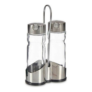 Zestaw do Przypraw Szkło Metal Przezroczysty (5,5 x 20,2 x 11,5 cm) (2 pcs)