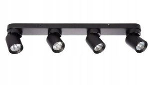 Lampa sufitowa, listwa TIMO 4 czarna reflektor