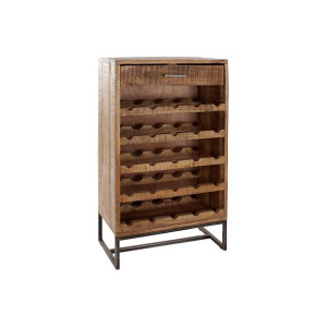 Stojak na Butelki DKD Home Decor Czarny Metal Brązowy Drewno akacjowe