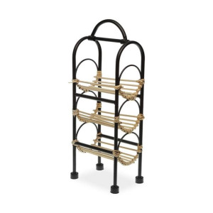 Okrągły Stojak na Butelki Versa Metal Rattan Drewno MDF (18 x 12 x 43,5 cm