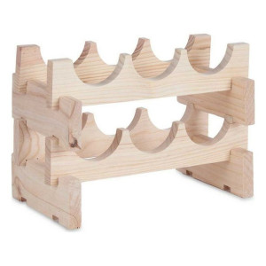 Stojak na Butelki 6 butelki Naturalny drewno sosnowe (36,5 x 21 x 25 cm)