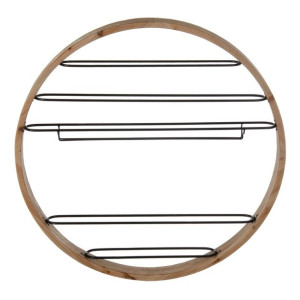 Stojak na Butelki 89,5 x 8 x 89,5 cm Naturalny Czarny Metal Drewno