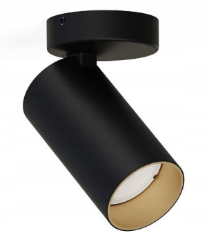 Lampa sufitowa reflektor tuba MONO czarna, złota