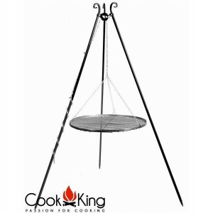 Grill ogrodowy stal czarna 50 cm trójnóg ruszt