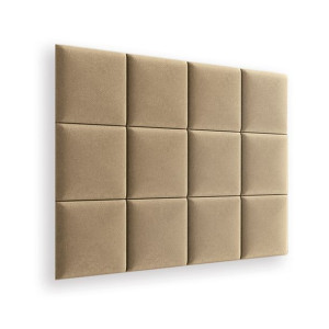 Zestaw 12x Panele Tapicerowane 30x30 cm Wezgłowie Gładkie Kwadrat Beżowy