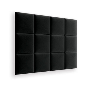 Zestaw 12x Panele Tapicerowane 30x30 cm Wezgłowie Gładkie Kwadrat Czarny